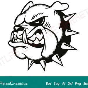 Bulldog Svg, English Bulldog Svg, Dog Face Mascot, Vector Cut file for Cricut, Bulldog art Silhouette, Png, Dxf, Psd, Emf, Eps, Ai and Svg