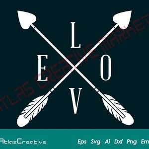 Love Arrow Svg, Dia dos Namorados, Cross arrow svg, camiseta de amor, silhueta de cricut de amor, download instantâneo, Png, Dxf, Psd, Emf, Eps, Ai e Svg