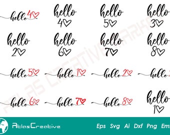 Hello Age Bundle, Hello 30, Hello 40, Hello 50, Hello 60, Birthday Svg, Years Old Shirt, Cut File, Svg Png, Dxf, Psd, Emf, Eps, Ai and Svg