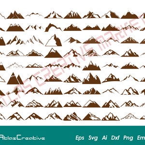 Mountain Svg (81) Bundle, Mountain Scene Svg, hilly Silhouette, Outdoor Vector, Instant Download, Png, Dxf, Psd, Emf, Eps, Ai and Svg