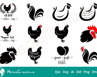 Chicken SVG Bundle, Chicken silhouette | crazy chicken lady svg,  Dxf, Png, Svg, Png, Dxf, Psd, Eps, Ai and Svg