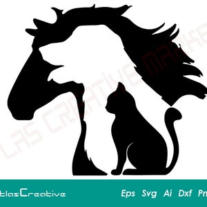 Cat Dog Horse svg, cat svg, dog svg , horse svg, vet tech svg, home pets svg, cat dog horse cut file, Png, Dxf, Psd, Emf, Eps, Ai et Svg