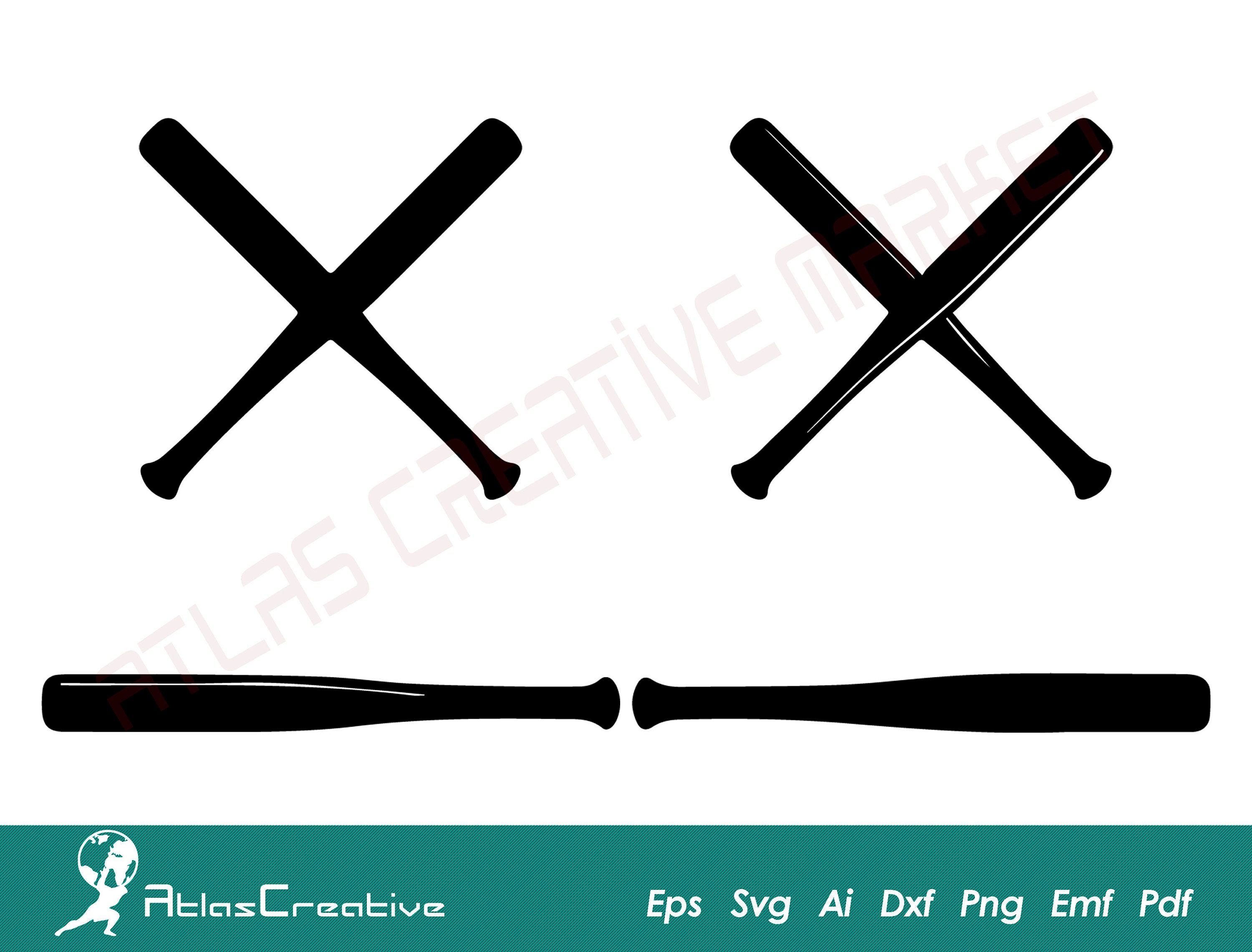 Baseball Bat Svg, Digital Download Baseball Bat, Crossed Baseball Bats