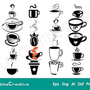 Coffee (29) SVG Bundle, Coffee Cup Clipart, Mug Svg Bundle Files for Silhouette and Cricut, Vector, Png, Dxf, Psd, Eps, Emf, Ai and Svg