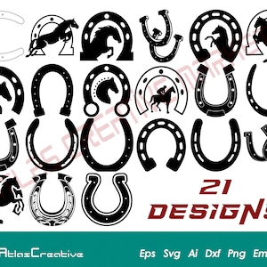 Horseshoe Svg (21) bundel, Horse Shoe Svg, Horse Lover Svg, Horseshoe silhouet, Vector sticker, Cricut, Png, Dxf, Psd, Emf, Eps, Ai en Svg