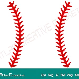 Baseball Stitches SVG, Baseball Lace SVG, baseball stitches digital, softball stitch svg Sports Clipart, Png, Dxf, Psd, Emf, Eps, Ai and Svg