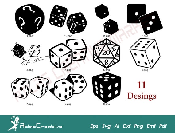 Dice Svg (11) Bundle, two dice vector, casino cricut, gamble svg, Roll The  Dice Instant Download, Png, Dxf, Psd, Emf, Eps, Ai and Svg