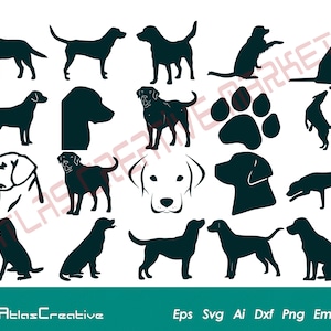 Labrador Svg (20) Bundle, Labrador Retriever Clipart, Labrador Silhouette For Cricut, Instant Download, Png, Dxf, Psd, Emf, Eps, Ai and Svg