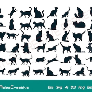 Katzen Svg (50) Bundle, Kitty Cute Cat SVG Dateien für Cricut, Katze Silhouette, crazy mom cat love, Cricut, Png, Dxf, Psd, Emf, Eps, Ai und Svg