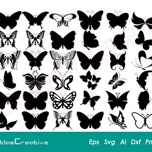 Butterfly (51) Svg Bundle, Butterfly Files for Cricut, Butterfly Clipart, Simple Butterfly SVG, Vector, Png, Dxf, Psd, Eps, Emf, Ai et Svg