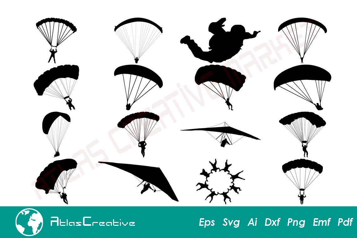 Parachute Svg Bundle Skydivers 16 Svg Bundle Parachute Etsy