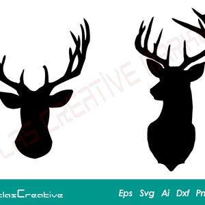 Deer Head SVG, Hunting, Antlers silhouette, deer head clipart, Buck - Instant Digital Download T-shirt, Png, Dxf, Psd, Emf, Eps, Ai and Svg