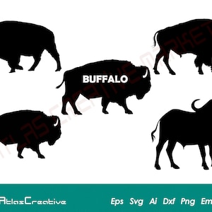 Buffalo Svg (5) Desings, American Bison silhouette, Bisons, Buffalo Grunge clipart, Instant Download, Png, Dxf, Psd, Emf, Eps, Ai and Svg