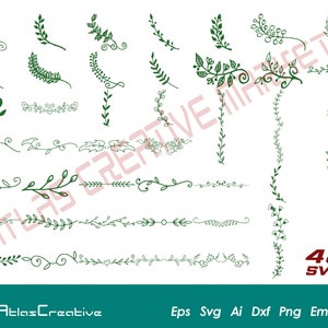 Pacote de folhas de flores Svg (48), folhas de flores de papel, casamento de belas artes, folhas desenhadas à mão, ação de graças, Png, Dxf, Psd, Emf, Eps, Ai e Svg