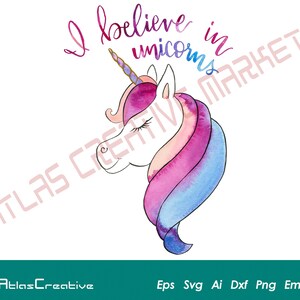 I Believe In Unicorns Svg, Unicorn Quotes Svg, Unicorn Shirt Vector, uso commerciale, Download istantaneo, Png, Dxf, Psd, Emf, Eps, Ai e Svg