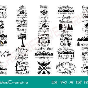 Camping (25) SVG Bundle, Happy camper svg, Camp Life Svg Adventure Svg, Camping bucket, Lake Bundle, Png, Dxf, Psd, Eps, Emf, Ai and Svg