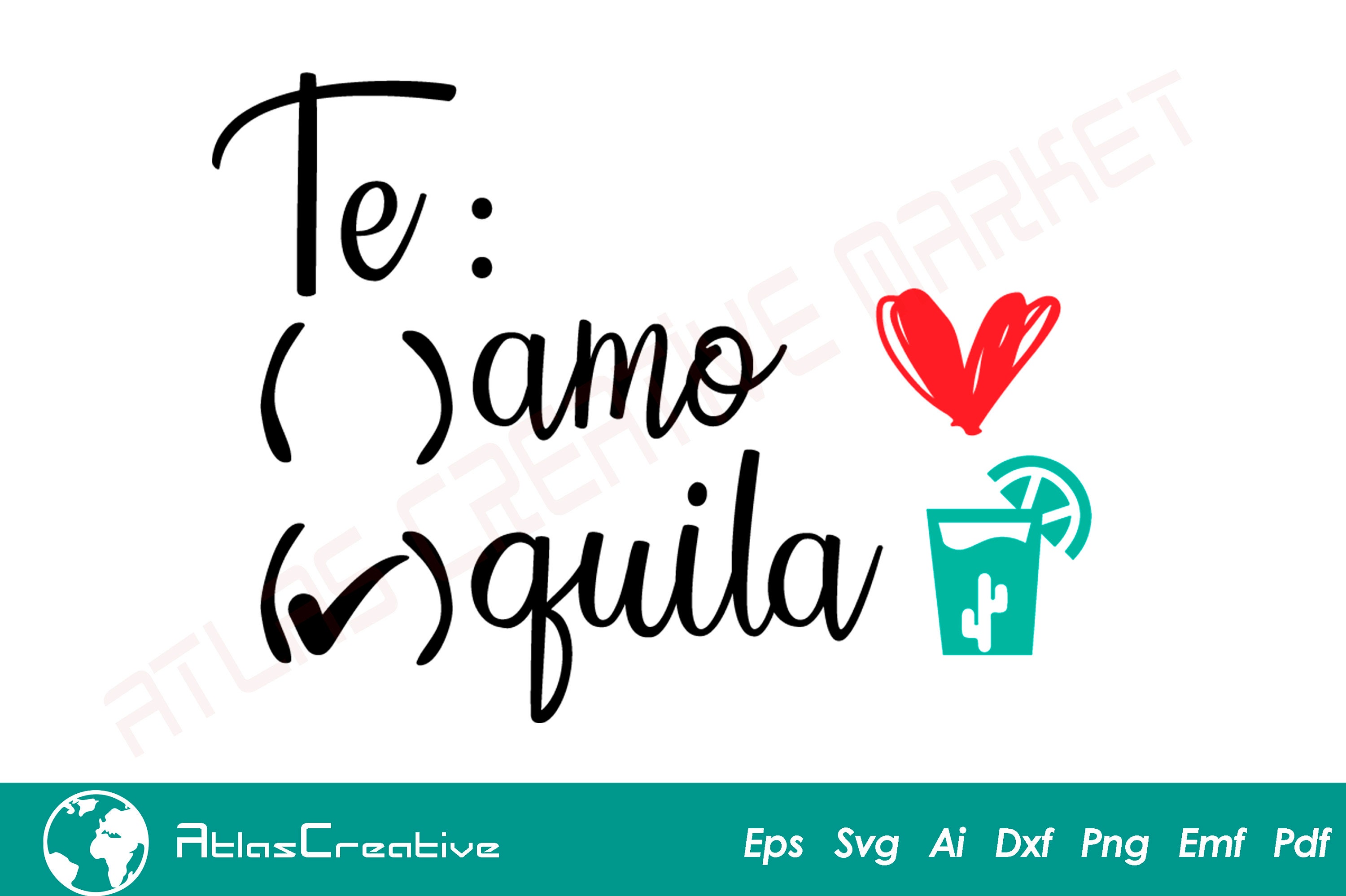 Te Amo Tequila SVG Vinyl Cut File for Cricut and Silhouette Etsy
