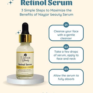 NayJor Beauty Retinol Serum 1oz – Hyaluronic Acid Vitamin E Hydrating Face Serum image 2