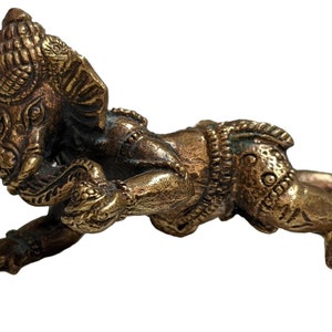 Brass Baby Ganesh Crawling Statue 2.5&quot; Long
