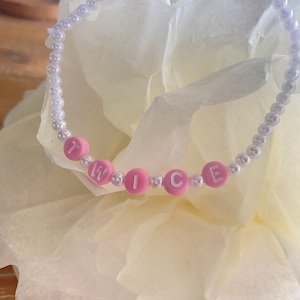 TWICE Pink & White Beaded Bracelet