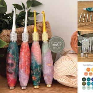 Juego de mangos de ganchillo de resina personalizados / Mango de tamaño estándar / Agujas de ganchillo intercambiables de 3 mm a 7 mm