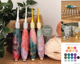 Custom Resin Crochet Hook Handle Set | Standard Size Handle | Interchangeable Crochet Hooks 3mm–7mm