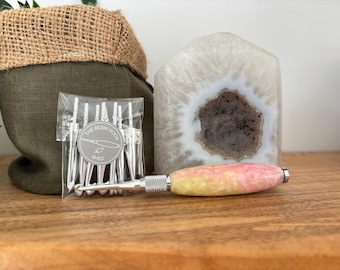 Standard Crochet Hook Set – Pastel Yellow & Pastel Pink | Interchangeable Hooks | Silver 484