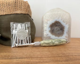 Standard Crochet Hook Set – Sage & Olive | Interchangeable Hooks | Silver 446