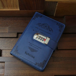 Customized Diary with Lock, Travel Journal Notebook, Engraved Lockable Journal, PU Leather Diary, Coded Lock Journals