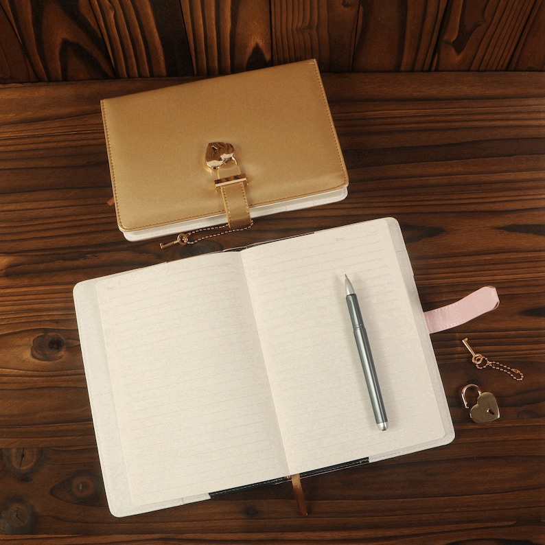 Personalized Lock Journal Refillable Journal With Lock Pen Etsy