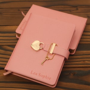 Personalized Leather Journal with Lock and Key: Engraved Daily Planner