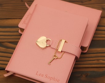 Personalized Leather Journal with Lock and Key: Engraved Daily Planner