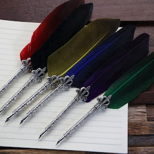 Federkiel Set, Vintage Federkiel mit 5 Ersatzspitzen, Kalligraphie Stift Set, Geschenk für Tochter