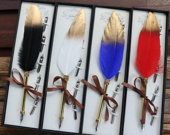 Personalisierte Federkiel Set: Vintage Dip Pen mit Geschenkbox