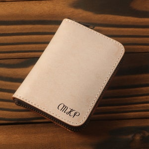 Personalized Vegetable Tanned Leather Wallets, Credit Card Wallets, Gift for Mother, Girlfriend, Man, Father