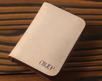 Personalized Vegetable Tanned Leather Wallets, Credit Card Wallets, Gift for Mother, Girlfriend, Man, Father