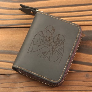 Fotos personalizadas Carteras de cuero, Carteras para tarjetas con cremallera, Tarjeteros para grabar fotos, Carteras RFID