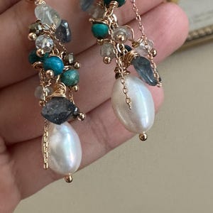Pearl gemstone earrings