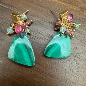 Large Malachite earrings
