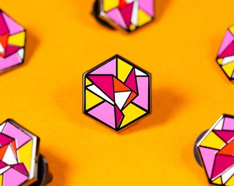 Lesbian Freedom Enamel Pin, Geometric LGBTQ+ Accessory, Pride Jewelry