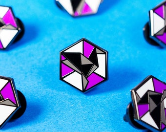 Asexual Pride Freedom Enamel Pin – Black Nickel Cloisonne Geometric Design