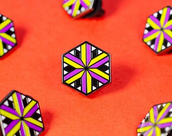 Non-Binary Pride Geometric Enamel Pin – LGBTQ+ Identity Accessory