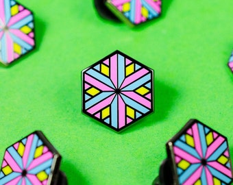 Pansexual Pride Hexagon Pin – Geometric Identity Accessory