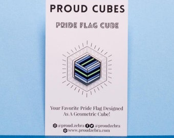 Boyflux Pride Flag Geometric Cube Pin – LGBTQ Geometric Lapel Badge Accessory