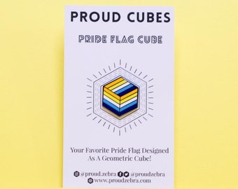 Aroace Pin - Flag & Signature Cube - Geometric LGBTQ Pin Lapel Badge Brooch Accessory Wedding Formal Love Discreet Patch Bracelet Proud Cube