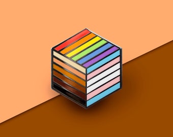 Inclusive Rainbow  Pin - Flag Cube - Geometric LGBTQ Pin Lapel Badge Brooch Accessory Wedding Formal Love Discreet Patch Bracelet