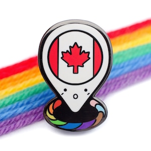 Canada Flag  Rainbow Location Pin LGBTQ Pin Lapel Badge Brooch Accessory Wedding Formal Love Discreet Patch Bracelet Queer