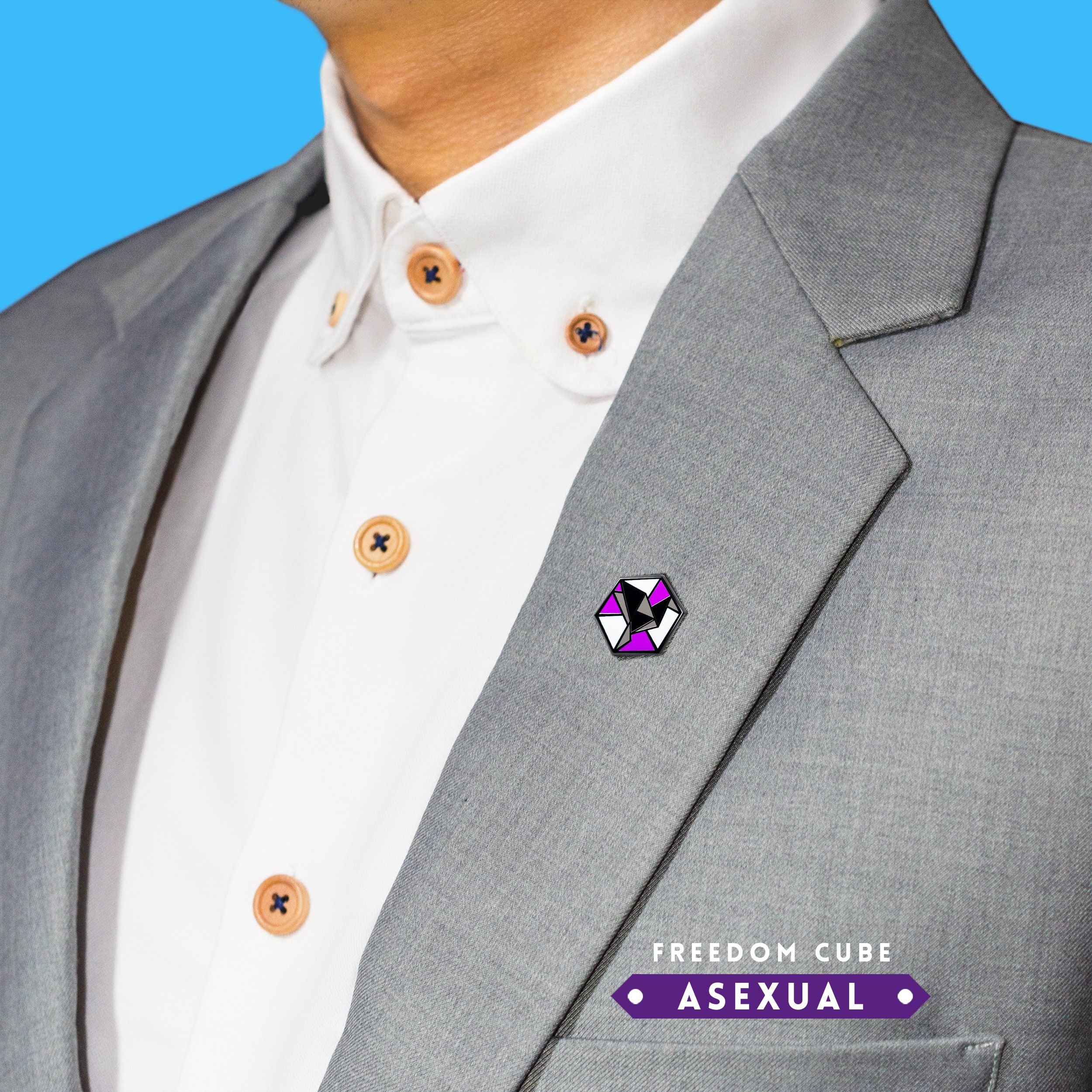 Freedom Pin Asexual Pride Freedom Enamel Pin – Black Nickel Cloisonne Geometric ...