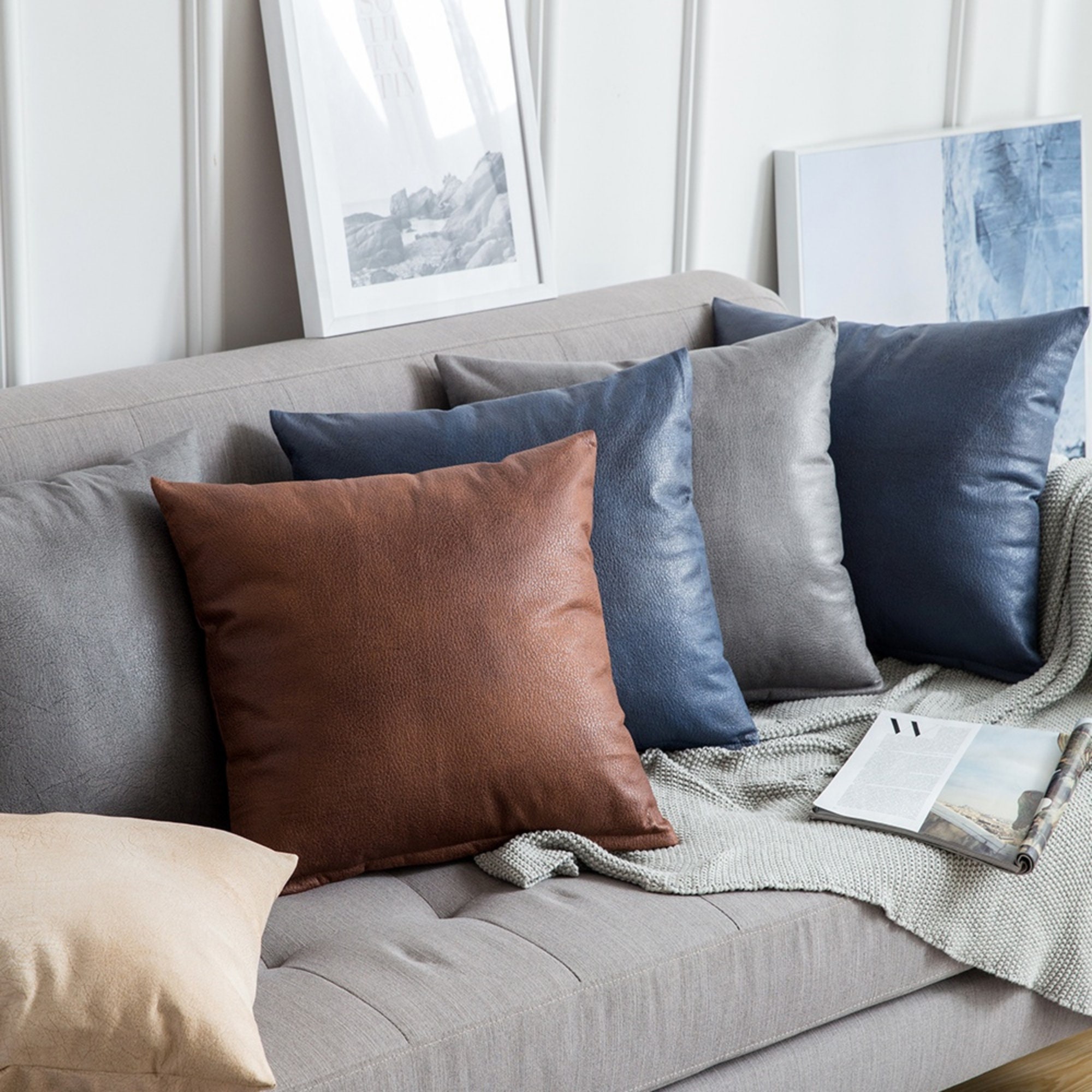 Faux Leather Pillows Etsy