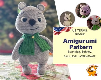 BEAR SOFT TOY, Amigurumi Crochet pattern , how to crochet a bear, pdf-file
